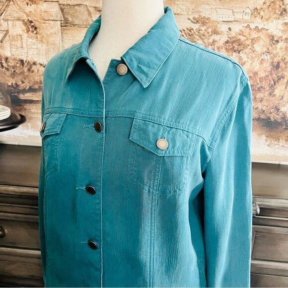 Coldwater Creek Lightweight Turquoise Western Jacket size Large Petite - Picture 2 of 9